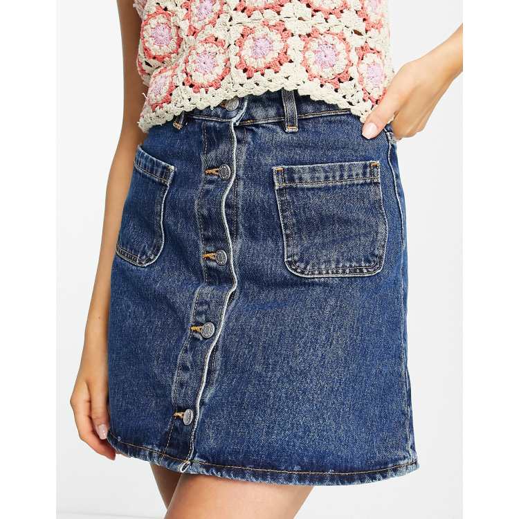 Denim skirt shop with front pockets