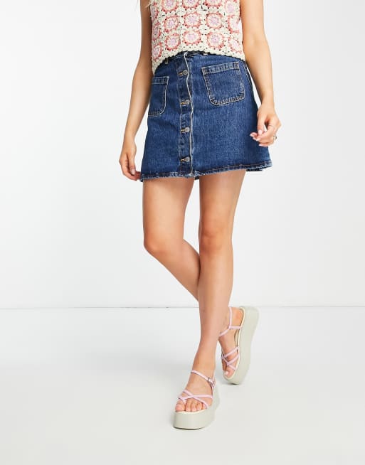 Monki a outlet line denim skirt