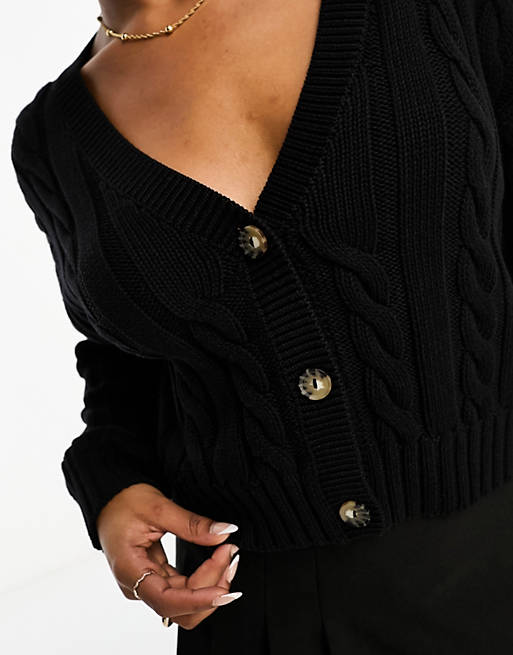 Monki cable knit cardigan in black | ASOS