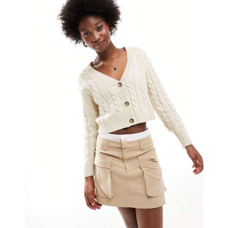 Monki cable knit cardigan in cream | ASOS