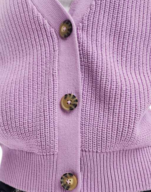 Monki cable knit cardigan in lilac