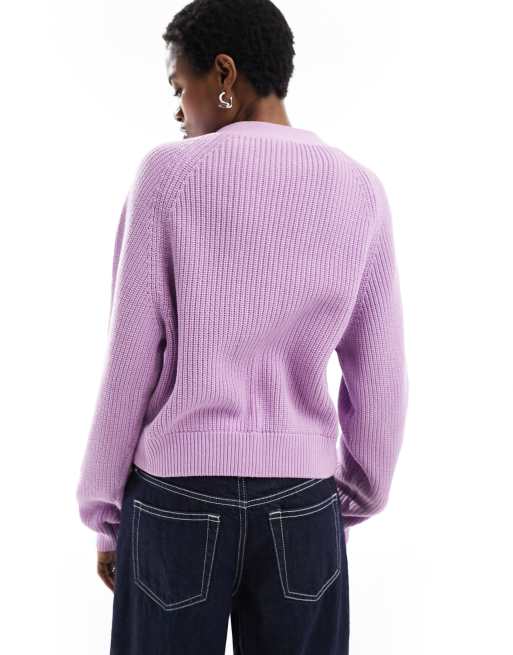 ASOS DESIGN knitted cloud cardigan in lilac - ShopStyle