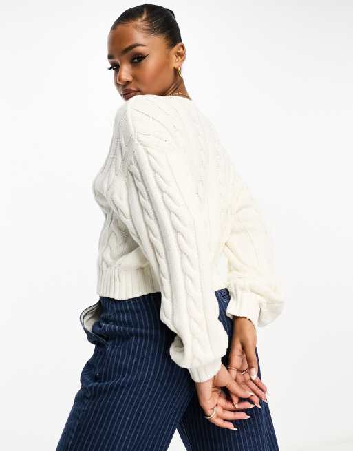 White 2025 cable cardigan