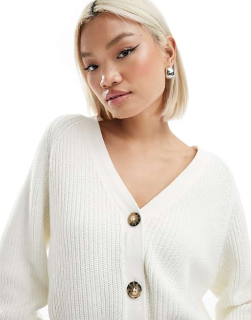 Monki cable knit cardigan in white, 2 of 4