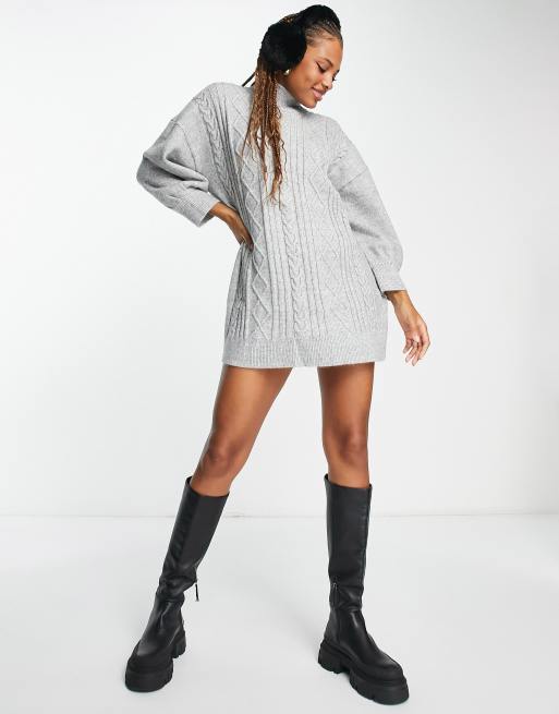 Grey cable store knit dress