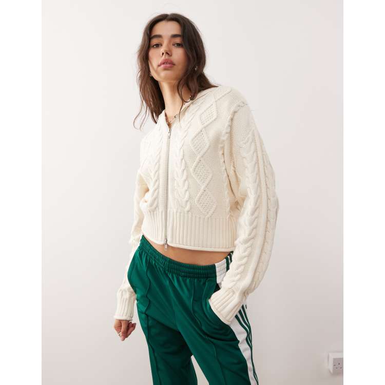 即配送　Layered Cable Knit Cardigan Line & Dot Hutch Double Layer Cardigan in Heather Grey | REVOLVE