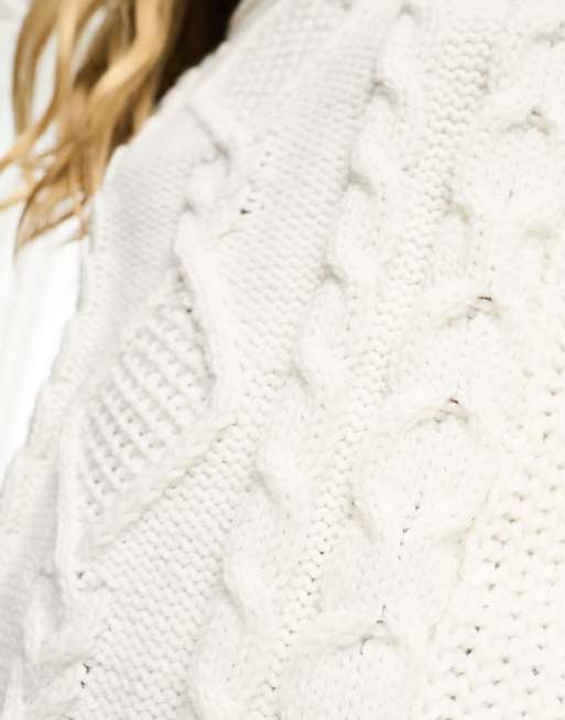 Monki cable knit oversized sweater in white