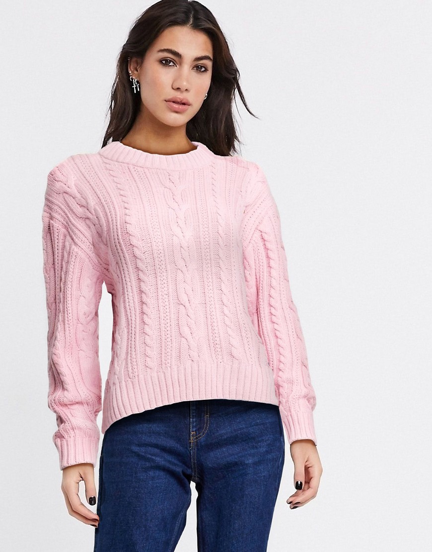 Monki Cable Knit Sweater-pink