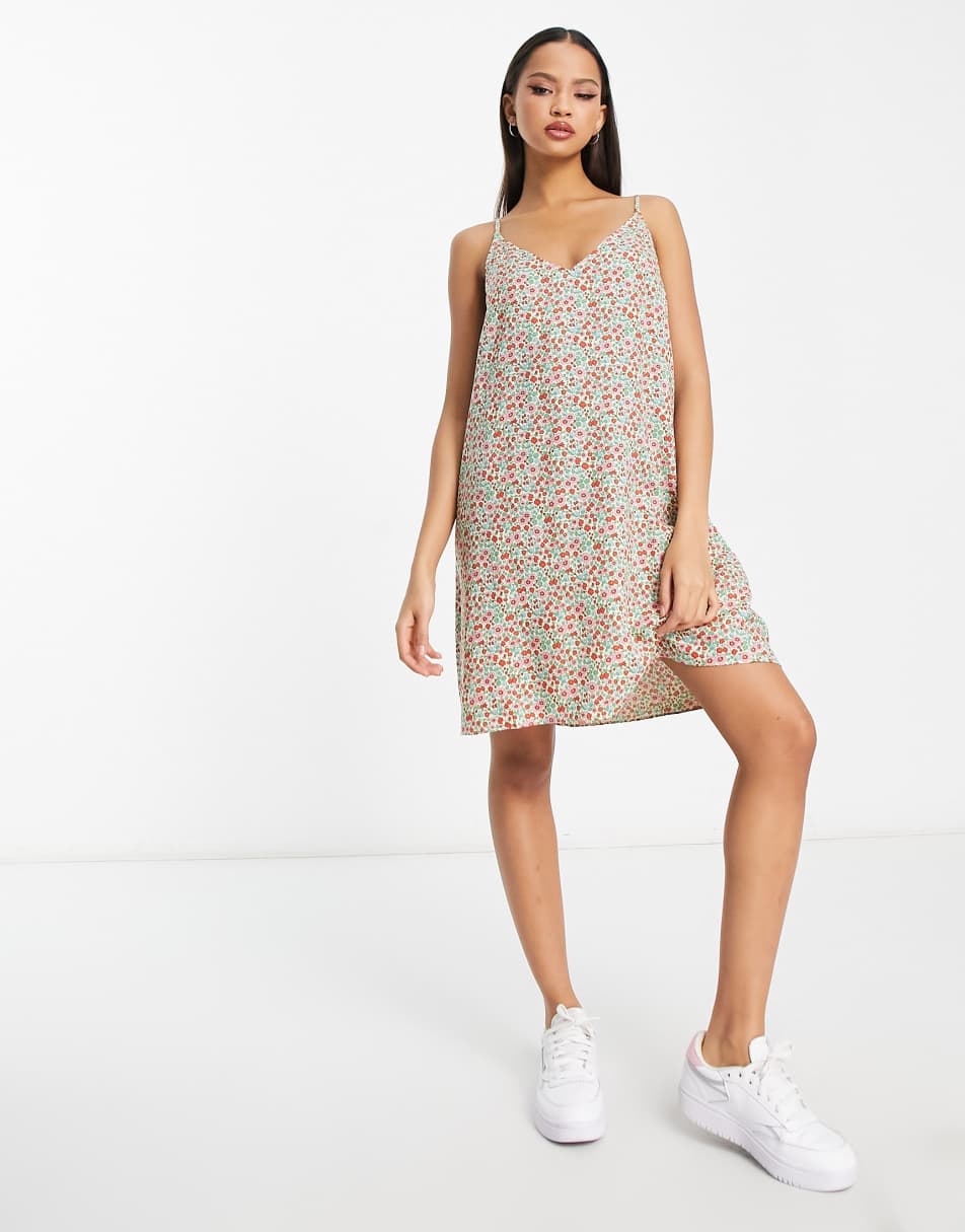 Monki cami mini beach sundress in ditsy vintage floral