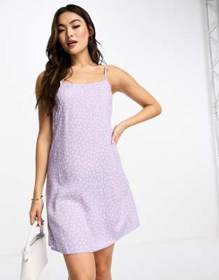 monki cami mini dress in lilac ditsy print