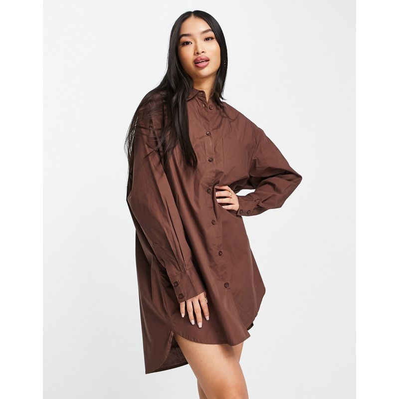 Camicie e bluse Top Monki - Camicia da mare oversize in cotone organico, colore marrone