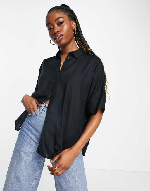 Monki - Camicia oversize squadrata nera