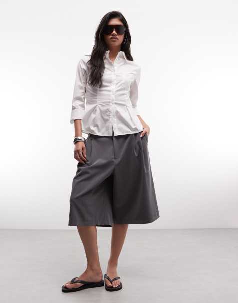 Monki - camisa entallada en la cintura en blanco - view 1