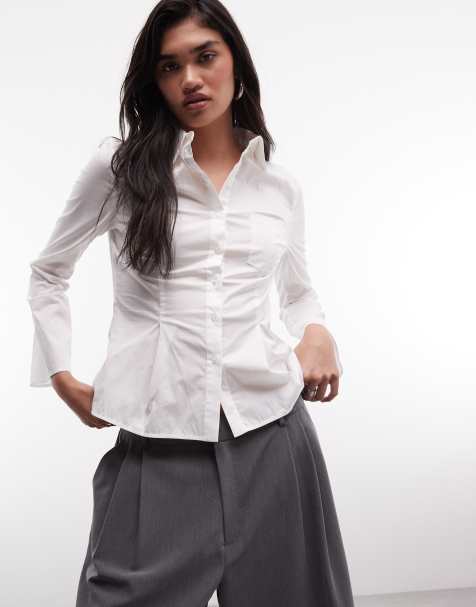 Monki - camisa plisada entallada en blanco - view 1