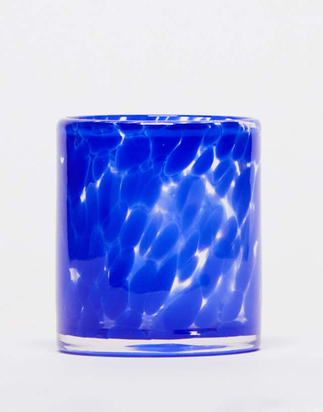 Monki candle holder in blue splatter print