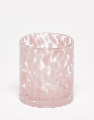 Monki candle holder in pink and white