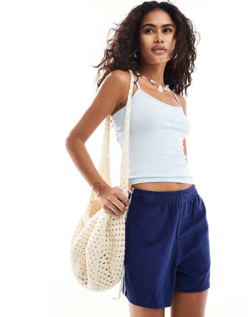 Monki - Canotta azzurra con spalline sottili