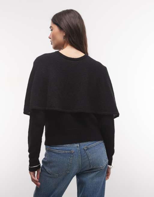 Monki Cape-Strickjacke in Schwarz, 4 von 4