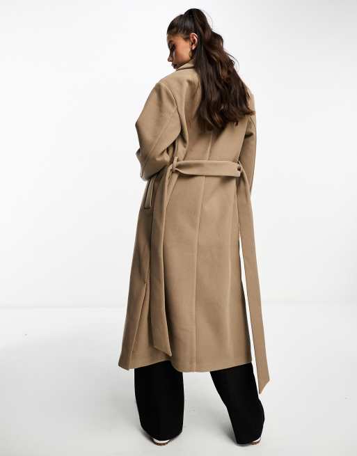 Monki - Cappotto oversize tortora con cintura, 3 di 4