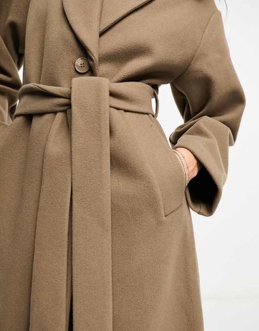 Monki Cappotto oversize tortora con cintura ASOS