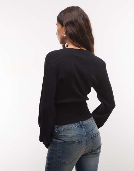 Monki cardigan aderente compatto nero, 4 di 4
