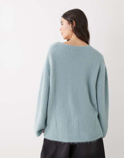 Monki - Cardigan oversize blu polvere, 4 di 4