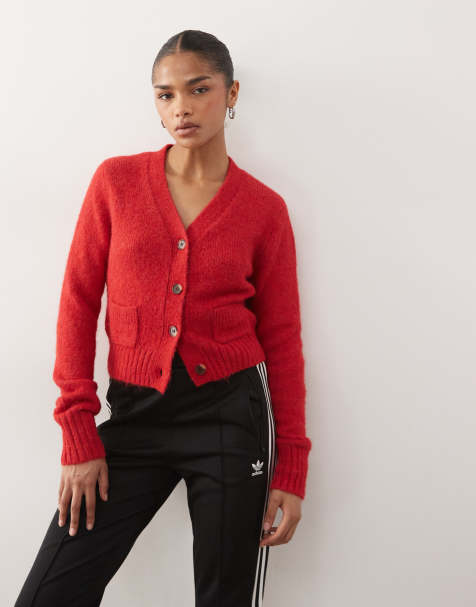 Monki - Cardigan rosso con tasche sul davanti - view 1