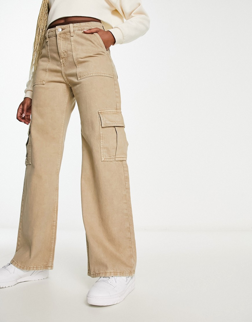 Monki Cargo Jeans In Beige-neutral