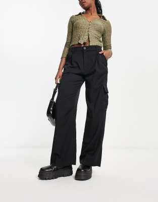 Monki Cargo Pants In Black