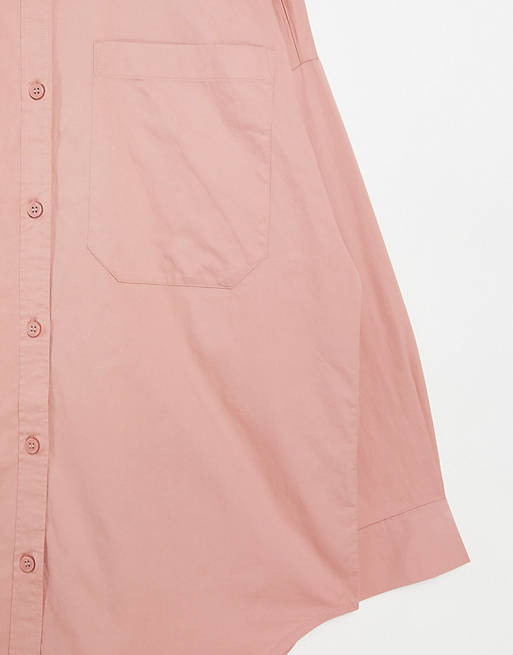  Monki Carry cotton soft flannel shirt in pink 