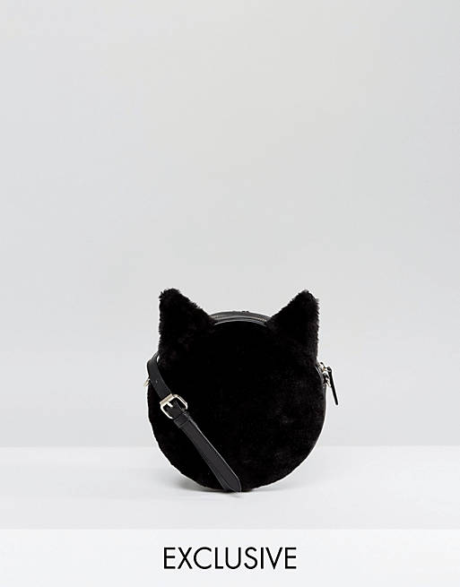 Monki Cat Faux Fur Cross Body Bag