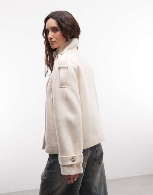 Monki - chaqueta de cuello alzado en crema, 4 de 4