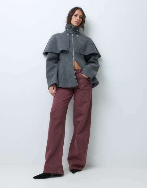 Monki chaqueta de mezcla de lana con cintura entallada en gris oscuro - view 1