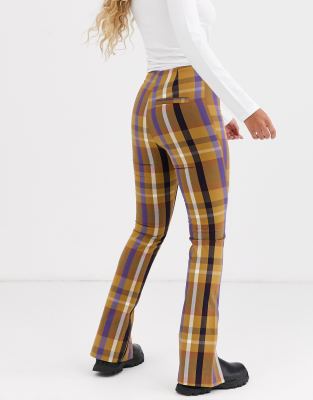 tartan flared trousers