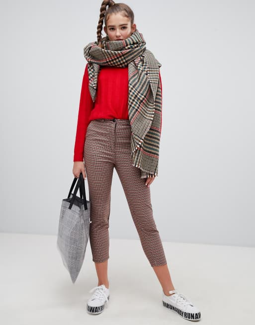 Monki checked peg trousers