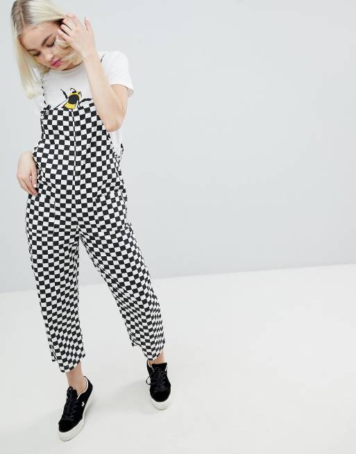 Black and white check hot sale dungarees