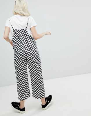 black and white checkered dungarees