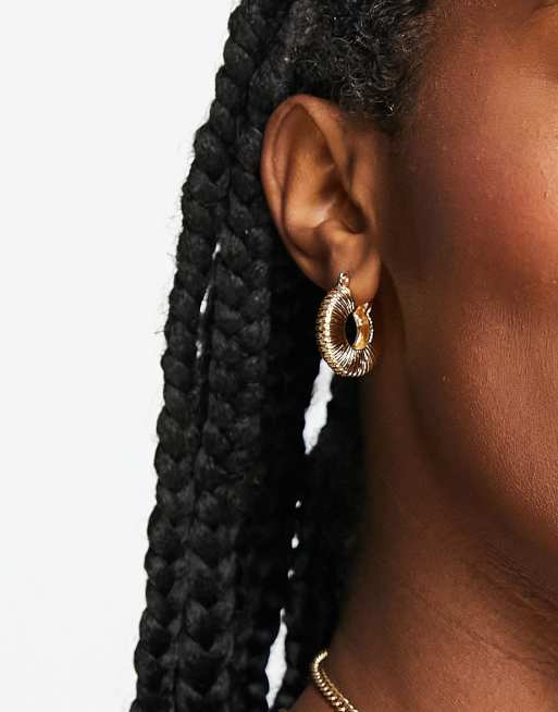 Monki Chelsey fan chunky hoop earrings in gold