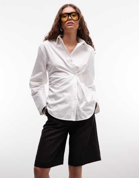 Monki - Chemise asymétrique froncée - Blanc - view 1