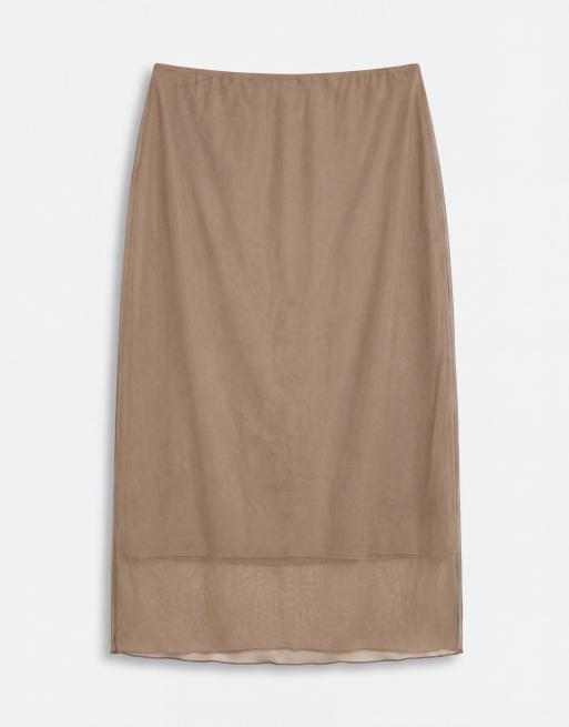 Monki Chiffon-Midirock in Taupe, 7 von 9
