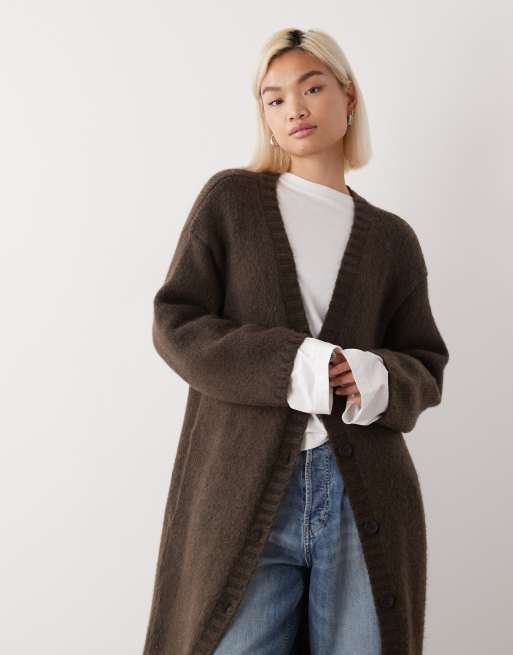 Monki - Chokoladebrun og chunky maxicardigan, 2 af 4