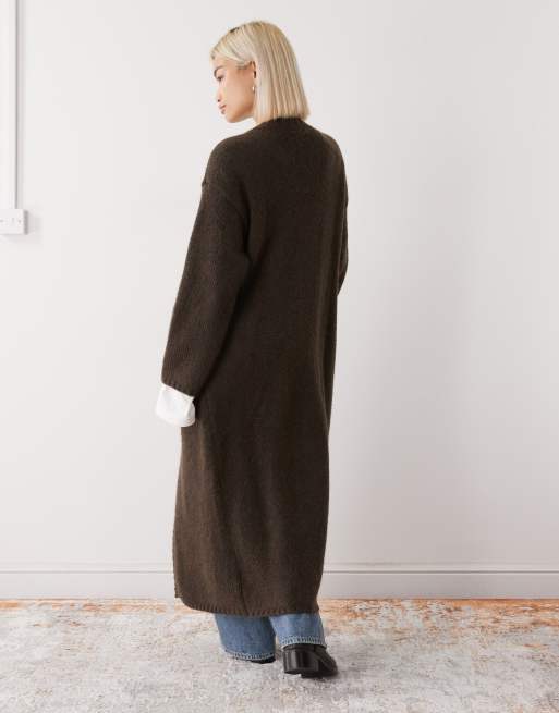 Monki - Chokoladebrun og chunky maxicardigan, 4 af 4