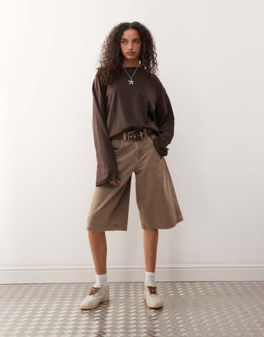 Monki - Chokoladebrun oversized T-shirt med lange ærmer og slidser i siderne, 2 af 4