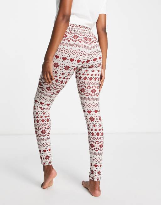 Monki Christmas leggings in red fair isle (part of a set)