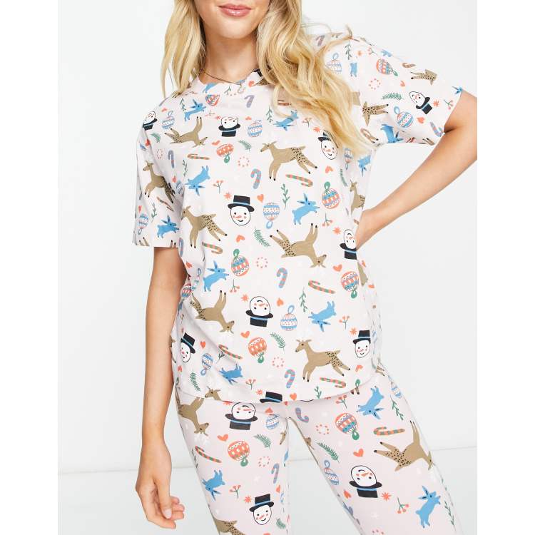 Monki Christmas Cat Pajama Bottoms