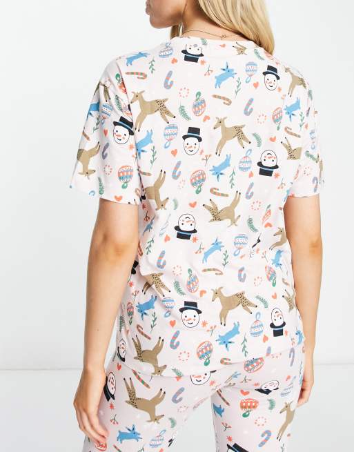 Monki Christmas Cat Pajama Top