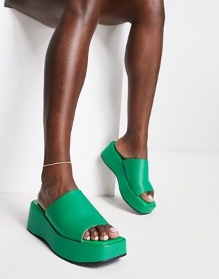 Monki chunk platform sandal in green