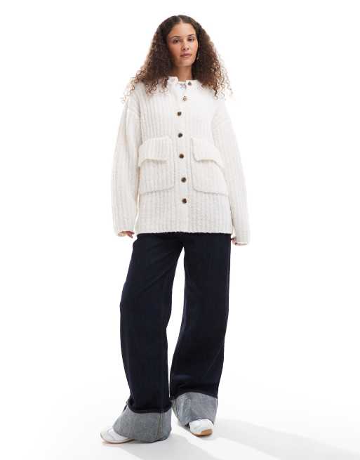 トップス Y's RIB COLOURED LONG CARDIGAN 2 Monki chunky knit rib high neck cardigan with button front