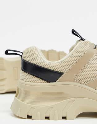 womens beige chunky trainers