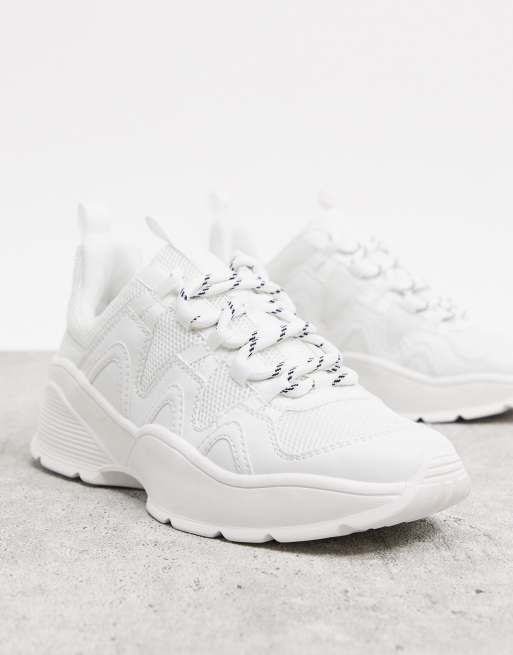 Monki chunky sole sneaker with mesh in white | ASOS